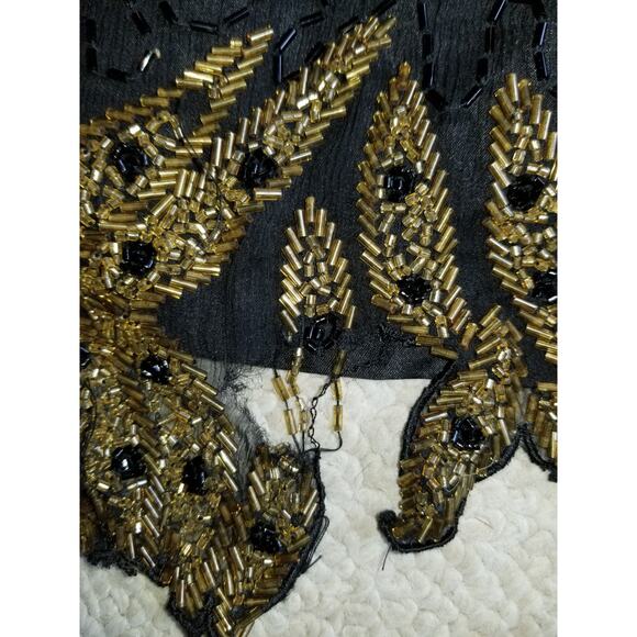 VINTAGE Womens Dress-JASZ COUTURE by ADAGIO BELLA-black silk beaded gown maxi-14 - Picture 4 of 8